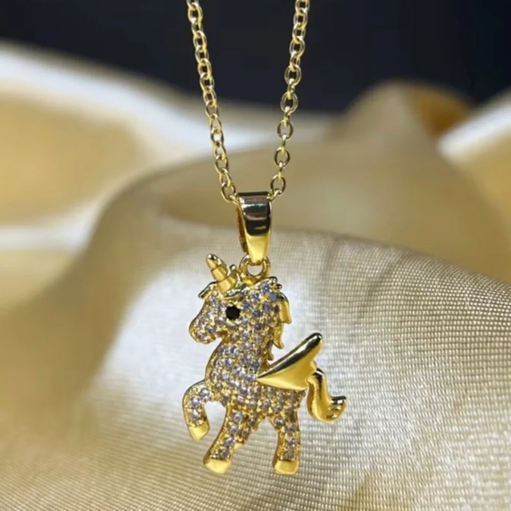Gold Unicorn Pendant Necklace‎ for Kids